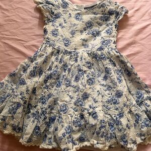 Floral Blue and White Kids Dress